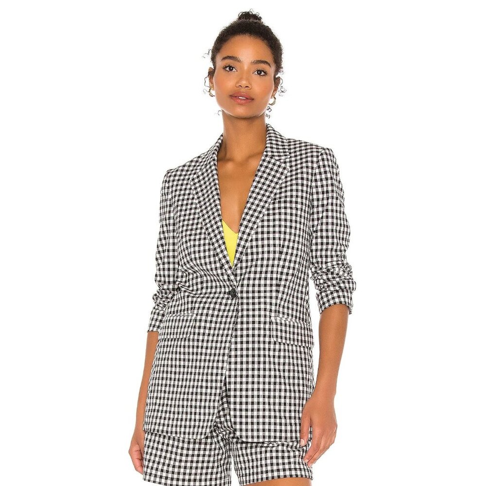 NWT Rag & Bone Ames Blazer in Black White Gingham Seersucker Jacket 6 $495